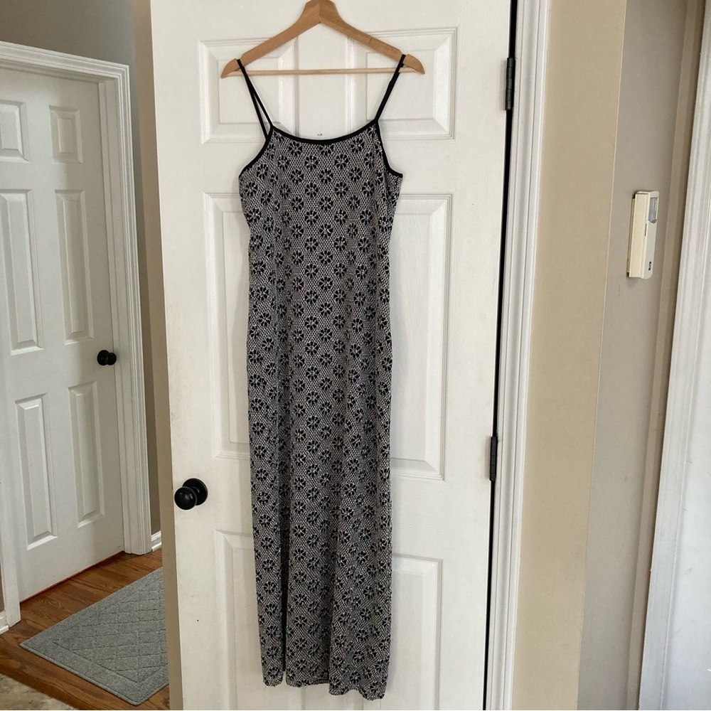 acacia swimwear Black and White Floral Maxi Dress